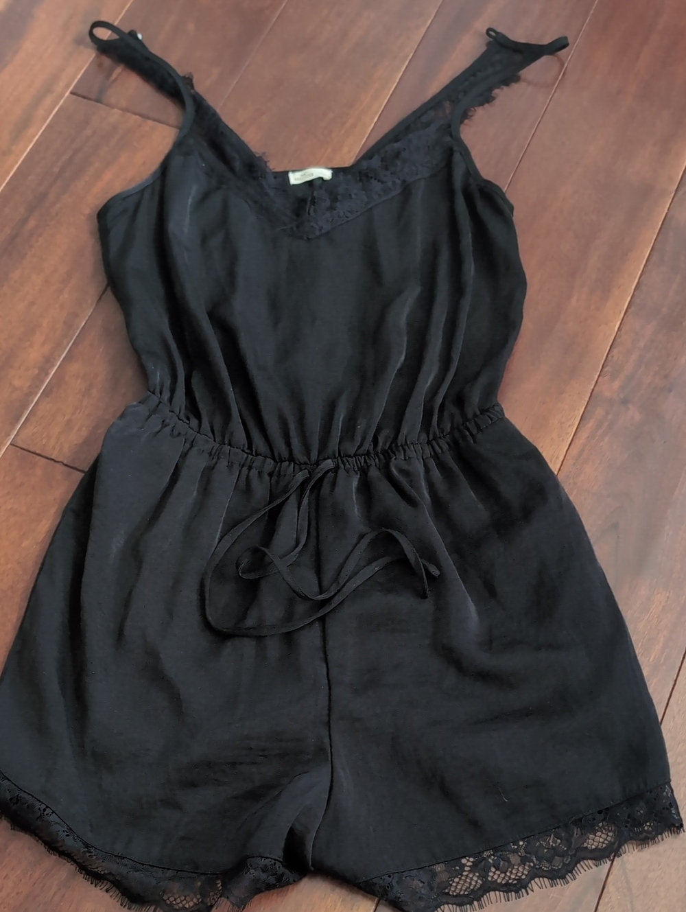 Hollister Black Lace-Trim Romper